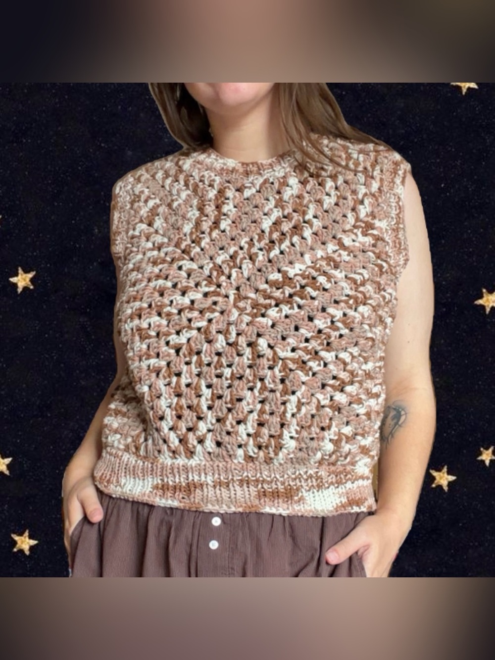 Crochet granny square vest
